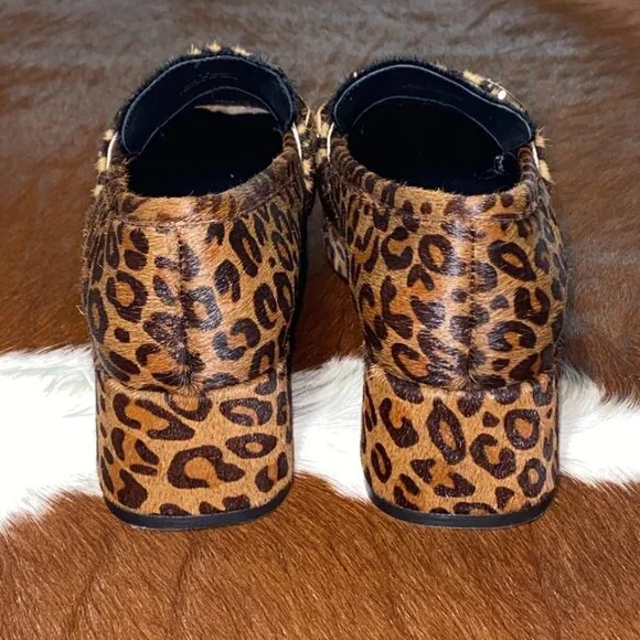 JEFFREY CAMPBELL Student Loafers Calf Hair Platform Leopard Cheetah Shoes 7.5 - Picture 5 of 10